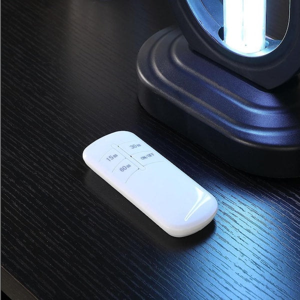 16 in. UV Sterilized Black Oval Table Lamp with Remote Control