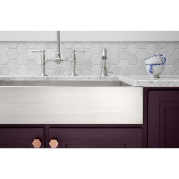 Vault Farmhouse Undermount Apron Front Stainless Steel 36 in. Single Bowl Kitchen Sink Kit with Basin Rack