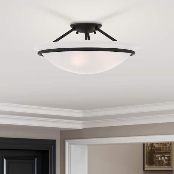 Walcott 3-Light Ceiling Black Incandescent Semi-Flush Mount