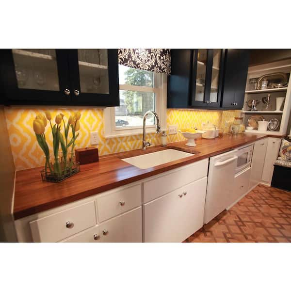 8 ft. L x 25 in. D x 1.5 in. T Finished Walnut Solid Wood Butcher Block Countertop With Square Edge