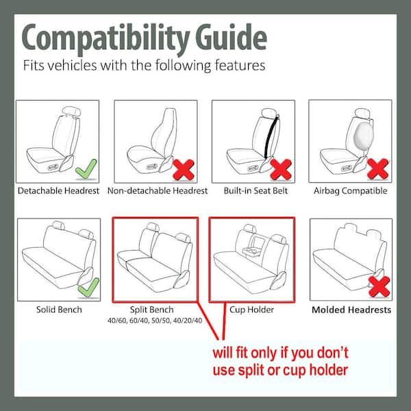 PU Leather 47 in. x 23 in. x 1 in. Full Set Seat Covers