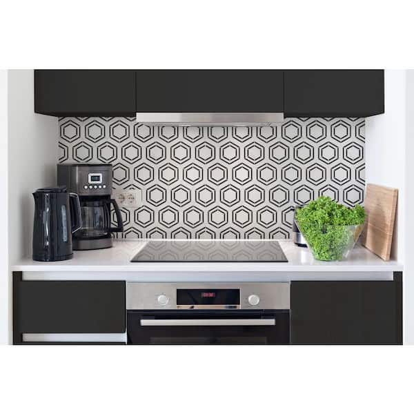 Georama Nero 13 in. x 11 in. x 10 mm Polished Marble Mosaic Tile (9.9 sq. ft. / case)