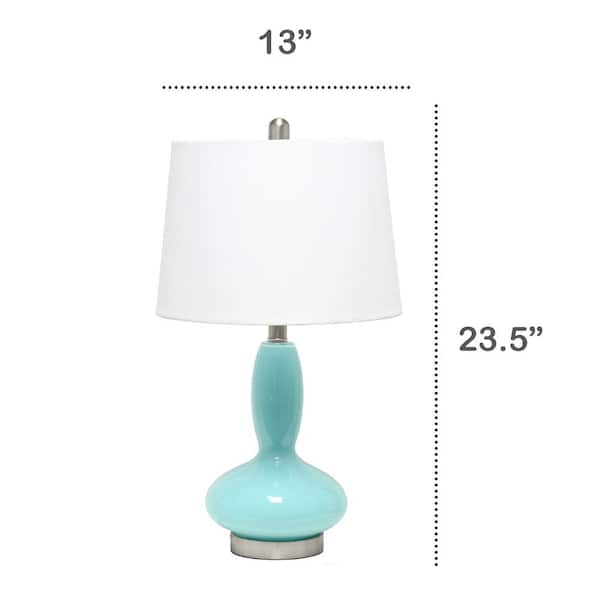 23.5 in. Seafoam Glass Dollop Table Lamp with White Fabric Shade