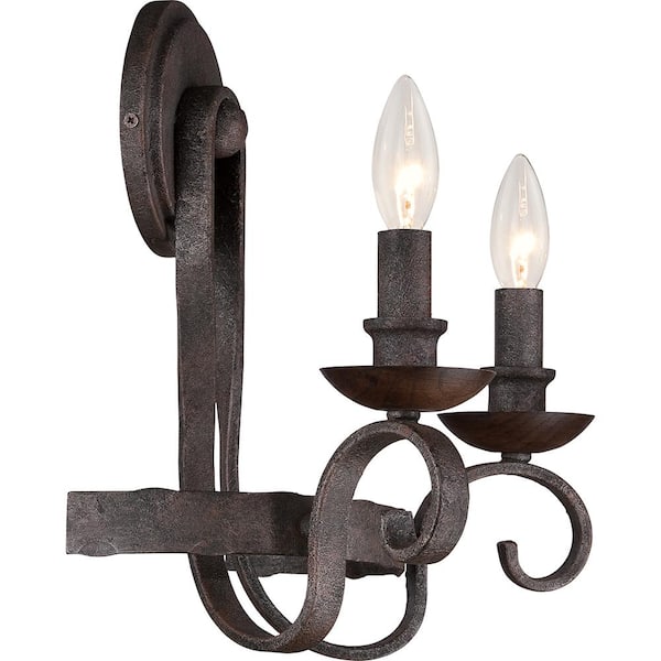 Noble 2-Light Rustic Black Wall Sconce