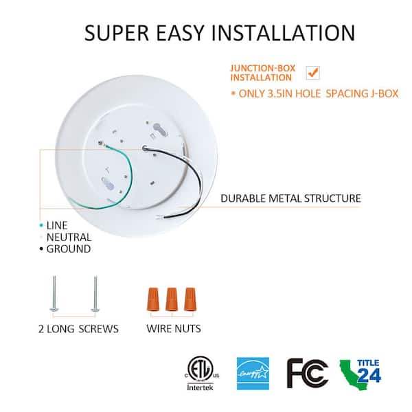 24-Pack 7.5 in. 90 CRI 3000K Warm White Dimmable Integrated LED Flush Mount Ceiling Light Disk Light