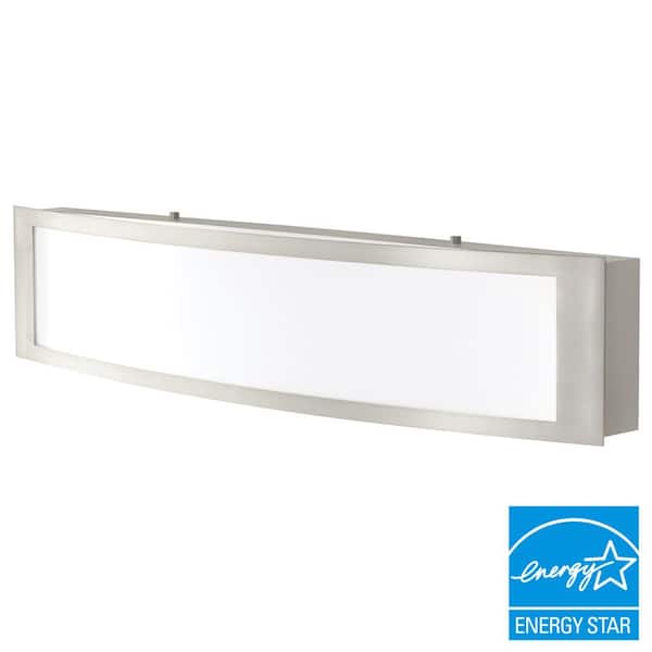 Woodbury 24.6 in. 1-Light Brushed Nickel Integrated LED Bathroom Vanity Light Bar with Frosted Acrylic Shade