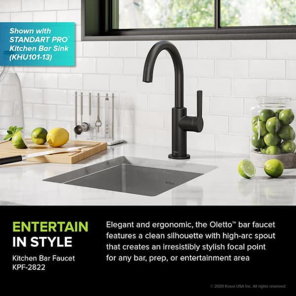 Oletto Single-Handle Kitchen Bar Faucet in Matte Black