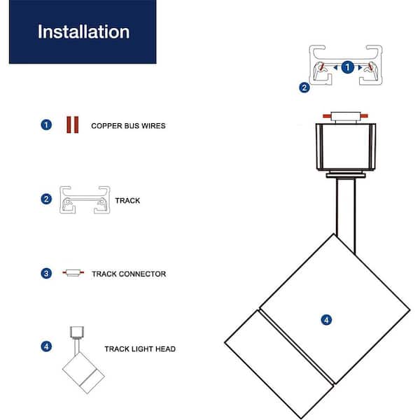 1-Light Black Integrated LED Linear Track Lighting Mini Cylinder Step Head (4-Pack)