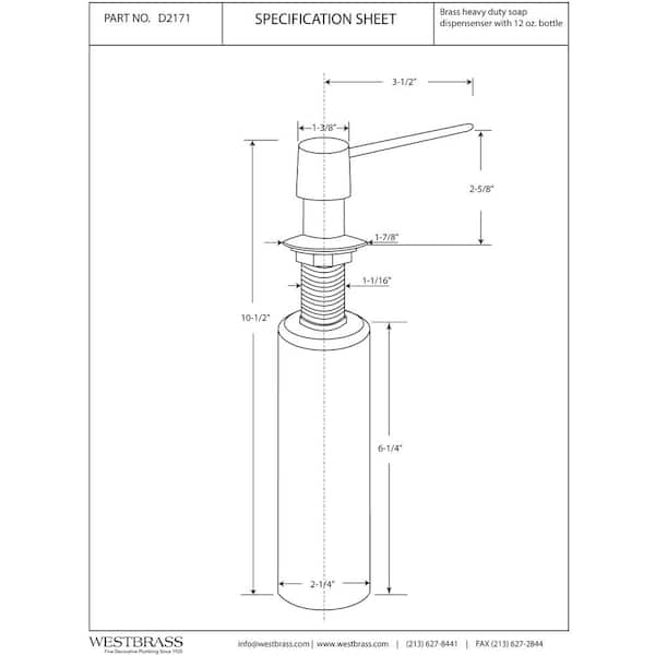 Heavy Duty Kitchen Sink Deck Mount Liquid Soap/Lotion Dispenser with Refillable 12 oz Bottle, Satin Nickel
