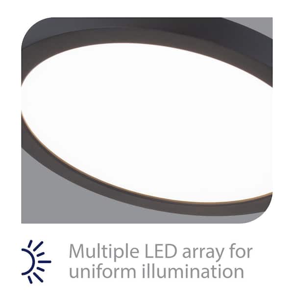 Round 7 in. 1-Light Black LED Flush Mount