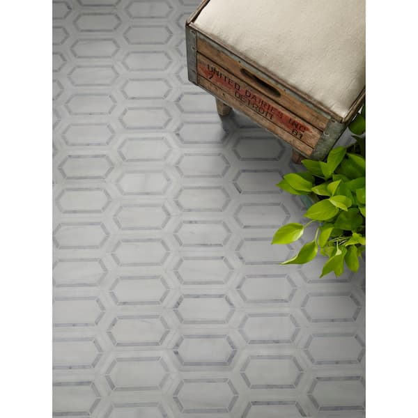 Pavilion Picket 12 in x 12 in. x 10 mm Polished Marble Mosaic Tile (10 sq. ft. / case)