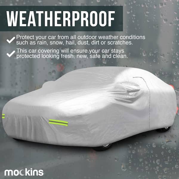 190 in. x 75 in. x 60 in. Heavy-Duty Car Cover with Zipper Opening - Breathable and Waterproof 190T Polyester