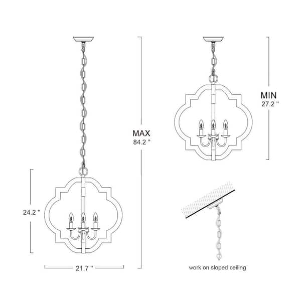 Modern Farmhouse Cage Chandelier Bronze 4-Light Island Candlestick Chandelier Rust Proof Weathered Wood Pendant Light
