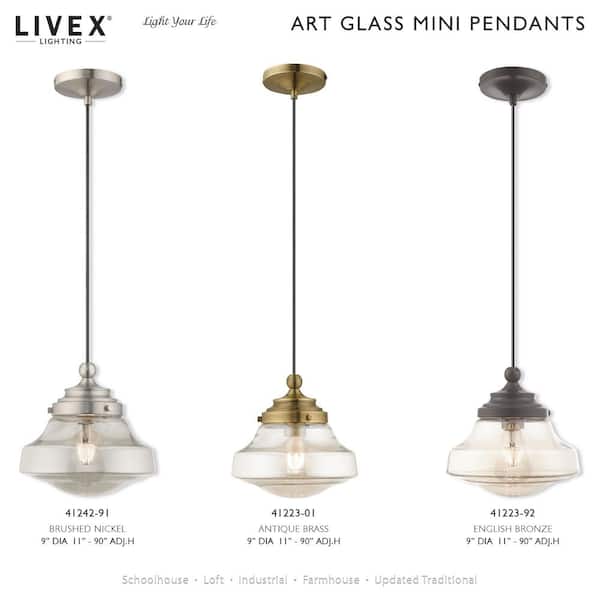 Art Glass Mini Pendants 1 Light Antique Brass Mini Pendant