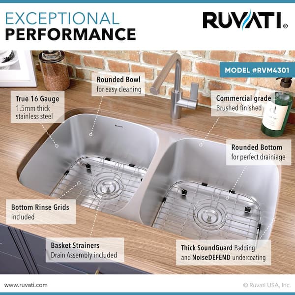 50/50 Undermount 16-Gauge Stainless Steel 29 in. Double Bowl Kitchen Sink