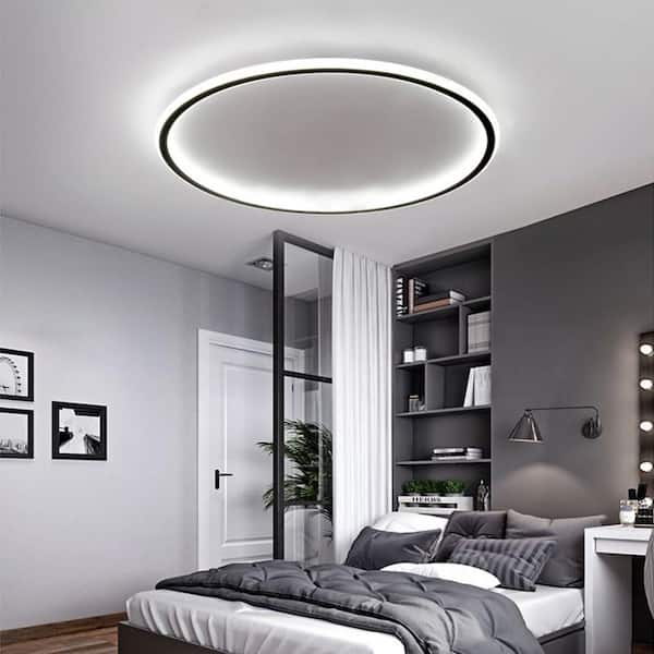20 in. 1-Light Modern Simple Geometry Black LED Flush Mount Ceiling Light