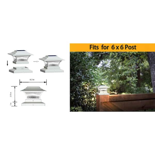 10 Lumens White Integrated LED Outdoor Solar Post Cap (2-Pack)