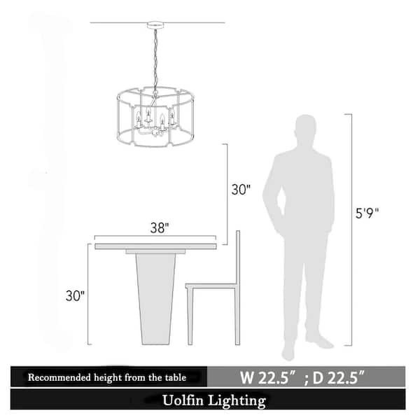 Modern Gold Drum Island Pendant Light 4-Light Brushed Gold Cage Dining Room Chandelier with Candle Style