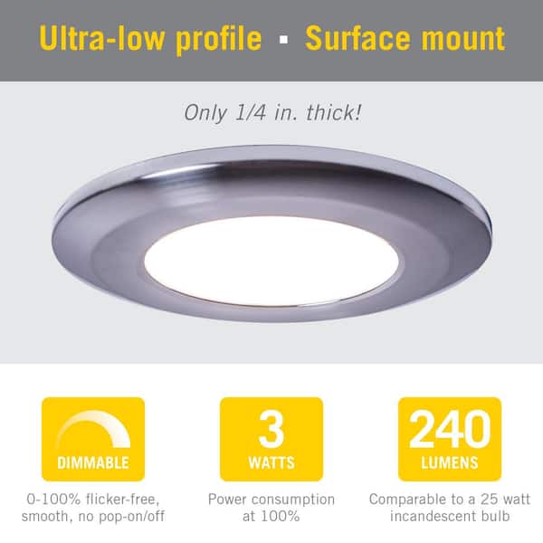 Wafer Thin Warm White, 2700K, Integrated LED Under Cabinet Puck Light Silver