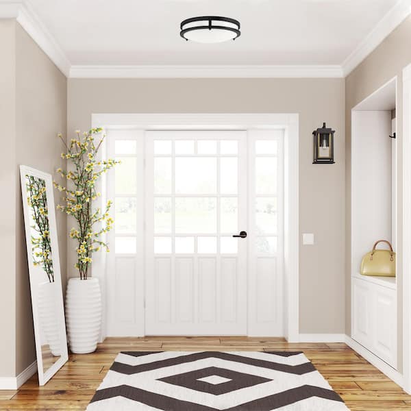 Ripon 14.8 in. W Matte Black Integrated LED Dimmable Flush Mount Ceiling Light