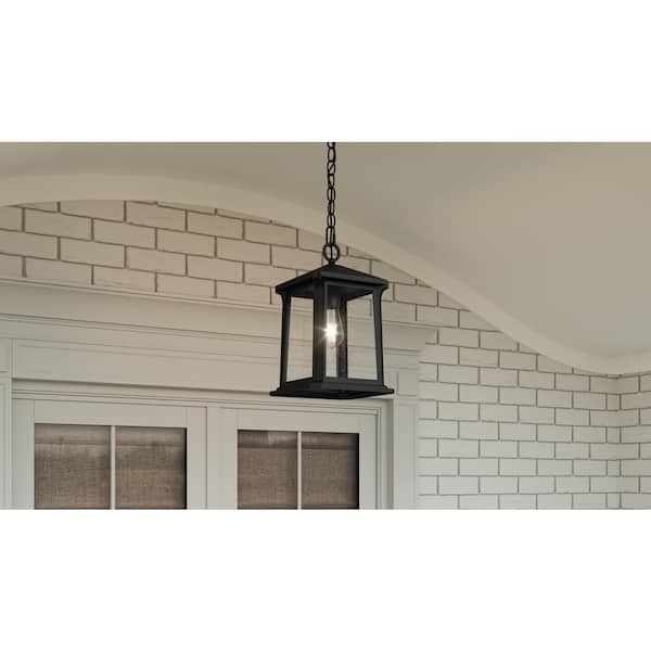 Satterfield 1-Light Matte Black Outdoor Pendant Light