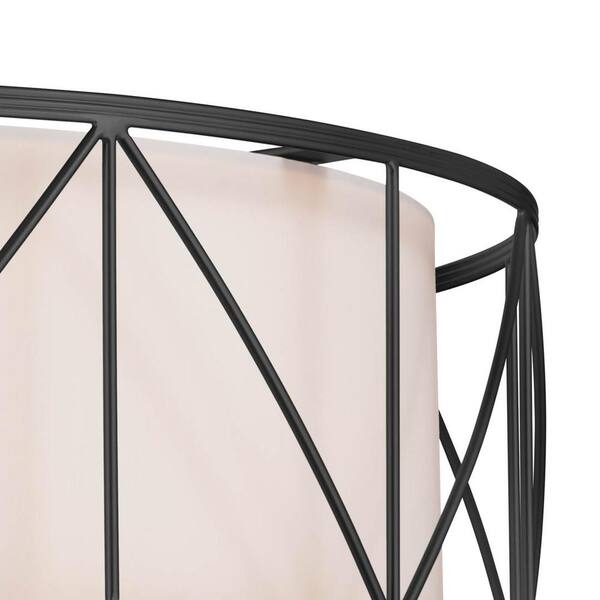 Birkleigh 24 in. 4-Light Black Hallway Art Deco Semi-Flush Mount Ceiling Light with Satin Etched Glass