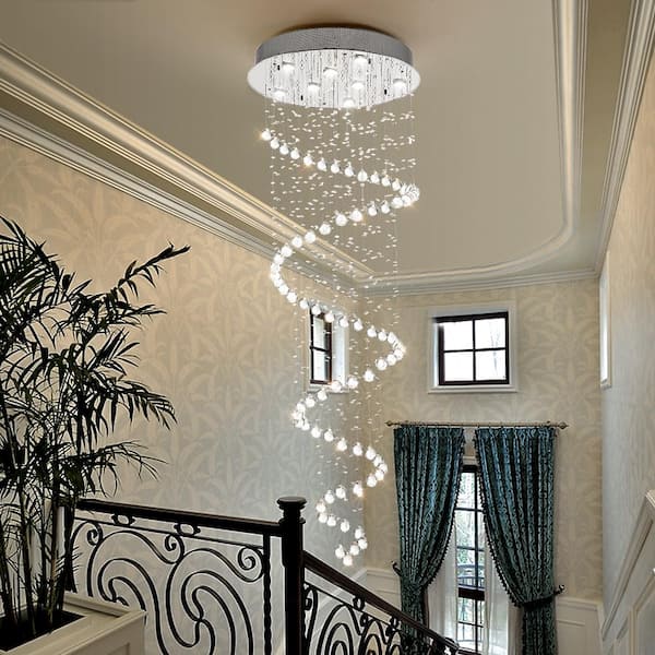 Albany 8 -Light Chrome Statement Tiered Chandelier with Crystal Accents