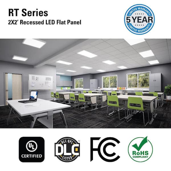 2 ft. x 2 ft. White Integrated LED Flat Panel Troffer Light Fixture at 4200 Lumens, 4000K, Dimmable