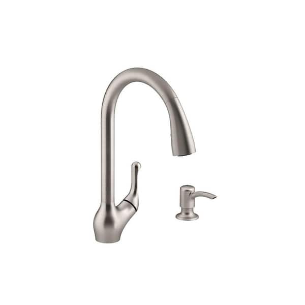 Barossa Single-Handle Pull-Down Sprayer Kitchen Faucet with Soap/Lotion Dispenser in Vibrant Stainless