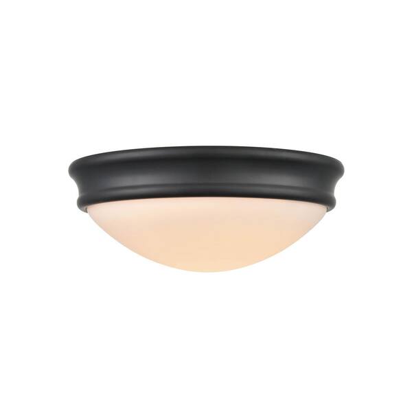 10 in. Outdoor 1-Light Matte Black Flush Mount