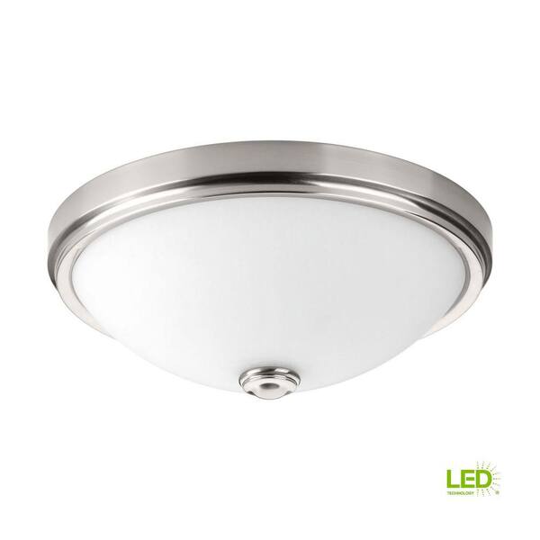 19 in. Linen Collection 30 -Watt Brushed Nickel Integrated LED Flush Mount