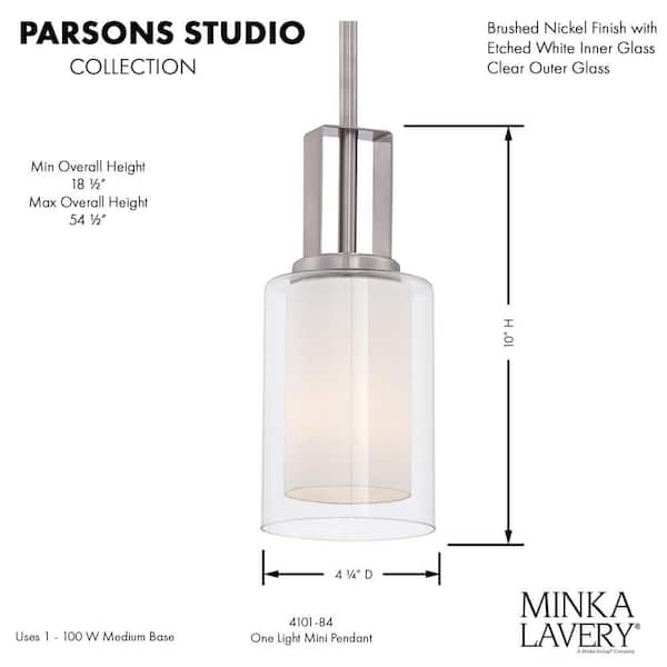 Parsons Studio 1-Light Brushed Nickel Mini Pendant
