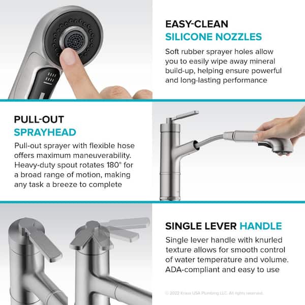 Allyn Pull-Out Single Handle Kitchen Faucet in Spot-Free Stainless Steel