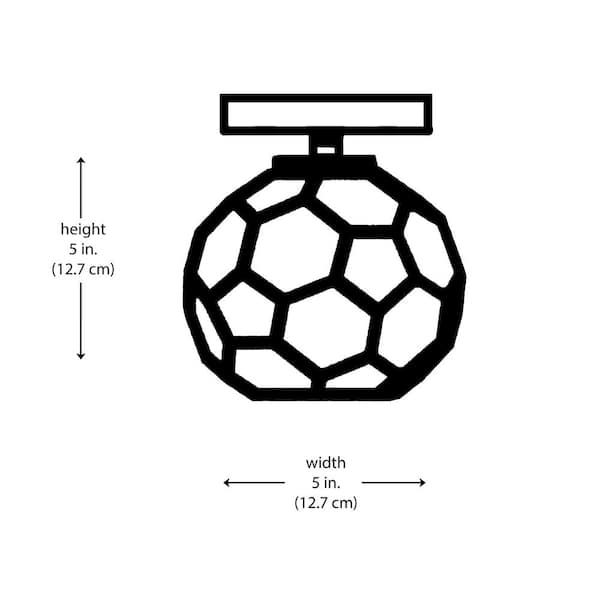 Sequoia 5 in. 1-Light Black Modern Semi Flush Mount Ceiling Light Fixture with Clear Glass Shade