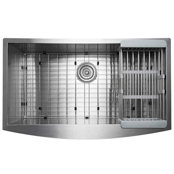 Handcrafted All-in-One Farmhouse Apron Front Stainless Steel 30 in. x 20 in. x 9 in. Single Bowl Kitchen Sink