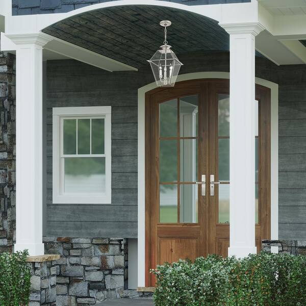 Westover 3 Light Brushed Nickel Outdoor Pendant Lantern