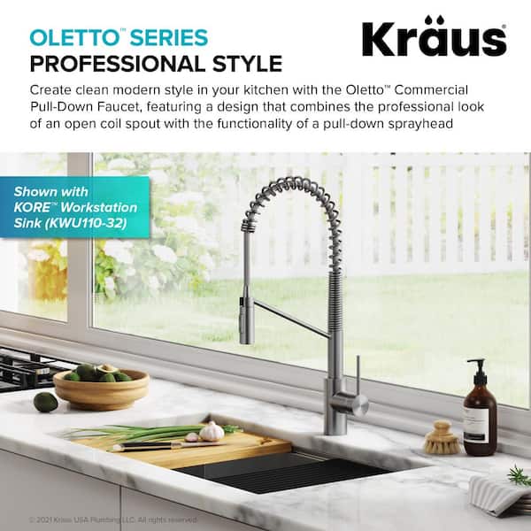 Oletto Single-Handle Pull-Down Sprayer Kitchen Faucet in all-Brite Spot-Free Stainless Steel