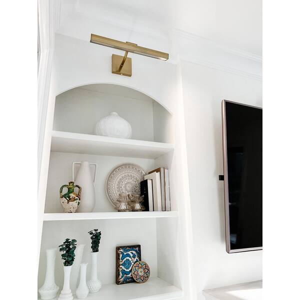 Leonardo 2.75 in. 2-Lights Aged Brass LED Picture Light