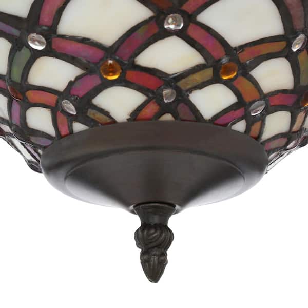 Tiffany 2-Light Baroque Bronze Hanging Pendant Lamp