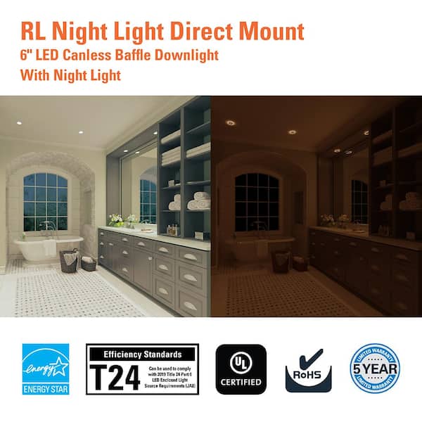 6 in. RL Night Light, 1000-Lumens, Selectable CCT, D2W DM