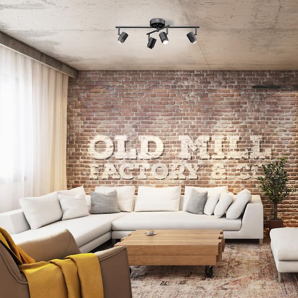 Walton 2 ft. 4-Light Matte Black 29-Watt Integrated LED Linear Track Lighting Kit with Swivel Center Bar