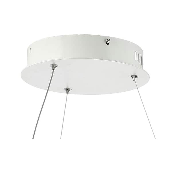 Baxter 23.5 in. 48-Watt Matte White Integrated LED Metal Hoop Pendant