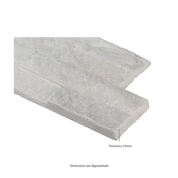 Arctic White Ledger Panel 6 in. x 24 in. Natural Marble Wall Tile (6 sq. ft./case)