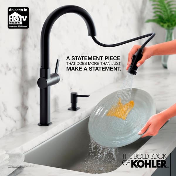 Rune Single-Handle Pull-Down Sprayer Kitchen Faucet in Matte Black