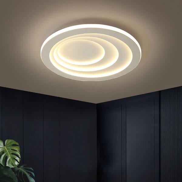 19.7 in. 1-Light White Acrylic Lampshade Integrated LED Flush Mount Ceiling Light