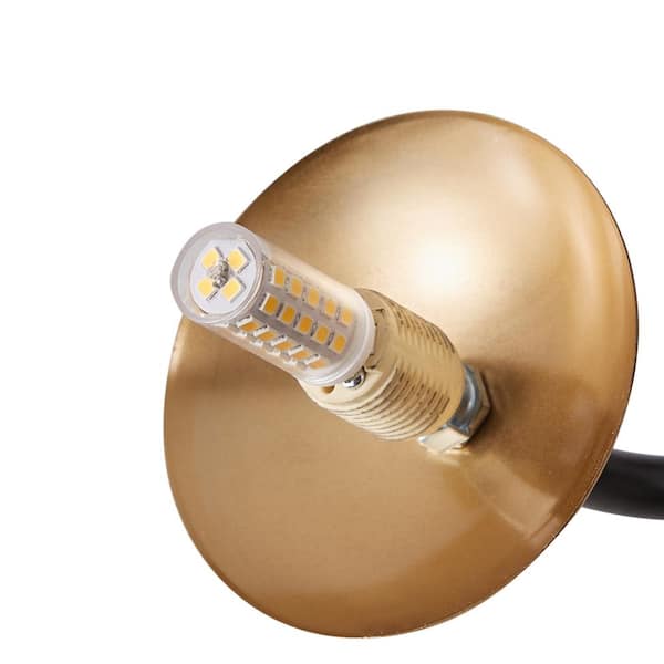 35.4 in. 6-Light Black Modern Sputnik Semi-Flush Mount Ceiling Light Fixture with Glass Shades