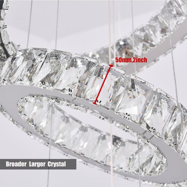 Modern LED 3-Light Chrome Crystal Chandelier Dimmable