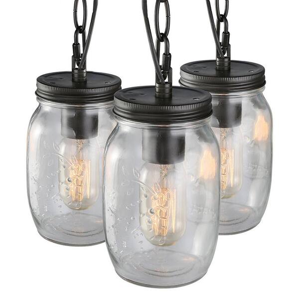 3-Light Modern Farmhouse Semi-Flush Mount Oil-Rubbed Bronze Classic Mason Jar Kitchen Ceiling Light