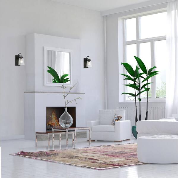 Inwood 5 in. 1-Light Matte Black Modern Industrial Wall Sconce with Clear Glass Shade