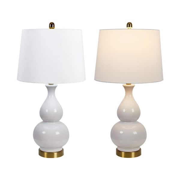 Sacramento 26 .75 in. White Table Lamp Set with USB (Set of 2)